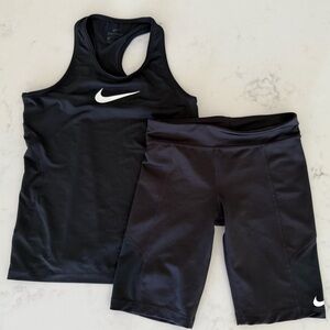 Nike Girls Tank Top (yl) and Stretch Bike Shorts Black (ym) Performance